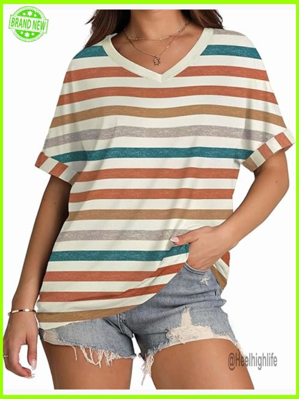 Oversized V-Neck T-Shirt Short Sleeve Plus Size Summer Top
